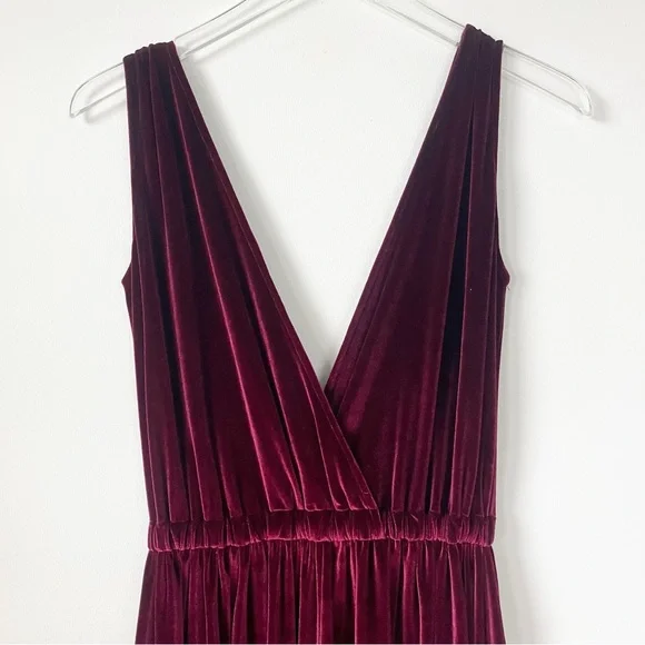 Ripley Rader 2 Velvet Dress Burgundy Red Low Deep Cut V Neck - Picture 6 of 11